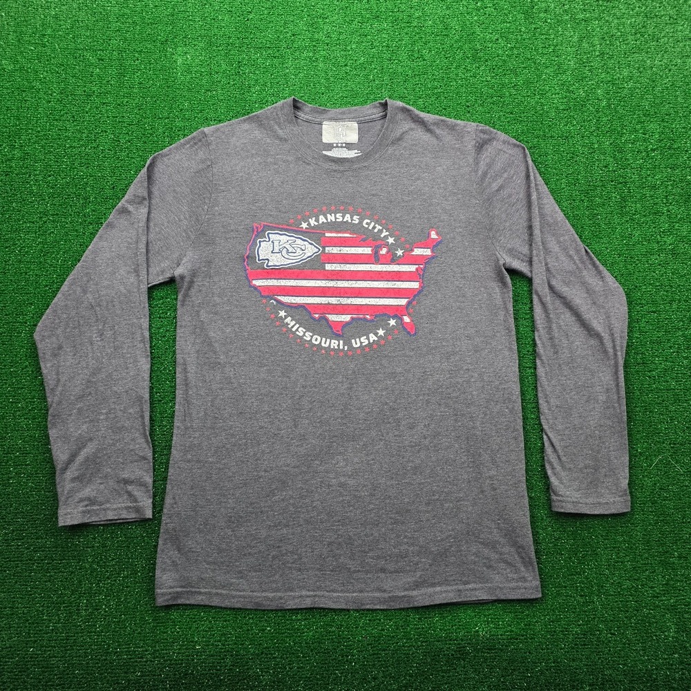 Kansas City Chiefs‎ NFL Team Apparel Patriotic Long Sleeve Tshirt Mens Medium
